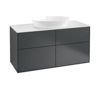 Villeroy & Boch V&B Finion Meuble sous lavabo avec éclairage mural 120x60,3 cm, plaque d'habillage blanc, miroir bleu avec laque Quantité:1
