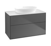 Villeroy & Boch V&B Finion Meuble sous lavabo Éclairage mural 100x60,3 cm, plaque de fermeture blanche, anthracite mat Quantité:1