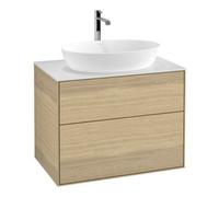 Villeroy & Boch V&B Finion Meuble sous lavabo Éclairage mural 80x60,3 cm, Pl. abd. blanc mat, Placage chêne Quantité:1
