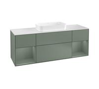 Villeroy & Boch V&B Meuble sous lavabo avec plan de toilette blanc Finion 160x60 cm, étagère huilée laquée Quantité:1
