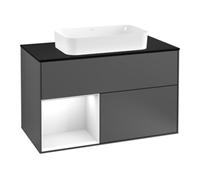 Villeroy & Boch V&B Meuble sous lavabo avec plan de toilette bleu m Finion 100x60,3cm, Rg I glo blc. Lac, Anthrac. m Quantité:1