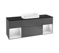 Villeroy & Boch V&B Meuble sous lavabo avec plan de toilette bleu m Finion 160x60cm, étagère blanche m Lac, anthracite mat Quantité:1