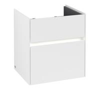 Villeroy & Boch Collaro Meuble sous-lavabo, 2 tiroirs, lavabo au centre, avec éclairage, 510x546x414mm, C007B0MS, Couleur: Façade/carcasse : blanc mat, poignée : blanc mat
