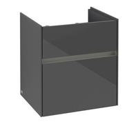 Villeroy & Boch Collaro Meuble sous-lavabo, 2 tiroirs, lavabo au centre, avec éclairage, 510x546x414mm, C007B0FP, Couleur: Façade/carcasse : Gris brillant, poignée : Graphite