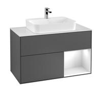Villeroy & Boch V&B Meuble sous lavabo Éclairage mural Finion 100, blanc mat, rouge olivier mat laqué, gris souris mat laqué Quantité:1