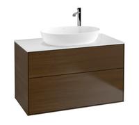 Villeroy & Boch V&B Meuble sous-lavabo Éclairage mural Finion 100x60,3cm, pl. d'habillage bl., placage noyer Quantité:1