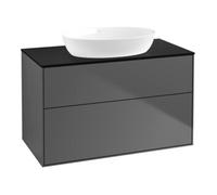 Villeroy & Boch V&B Meuble sous lavabo Éclairage mural Finion 100x60,3cm, plaque habillage bleue, anthracite m Quantité:1