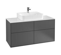 Villeroy & Boch V&B Meuble sous lavabo Éclairage mural Finion 120x60,3cm, Plaque abattante bl. m, Anthracite m Quantité:1