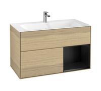Villeroy & Boch V&B Meuble sous-lavabo Éclairage mural Finion 99,6x59,1 cm, placage chêne bleu lac, droite Quantité:1