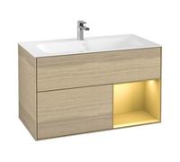 Villeroy & Boch V&B Meuble sous-lavabo Éclairage mural Finion 99,6x59,1cm, placage chêne mat Quantité:1