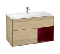 Villeroy & Boch V&B Meuble sous-lavabo Éclairage mural Finion 99,6x59,1cm, Reg re Peony, Placage chêne Quantité:1
