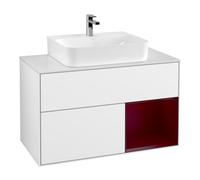Villeroy & Boch V&B Meuble sous lavabo Finion 100, blanc brillant, placage bois, poignée encastrée Quantité:1