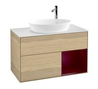 Villeroy & Boch V&B Meuble sous lavabo Finion 100, blanc mat, avec tiroir, laqué, poignées ouvertes Quantité:1