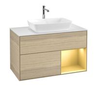 Villeroy & Boch V&B Meuble sous lavabo Finion 100, blanc mat, porte coulissante avec laque, poignée ven Quantité:1