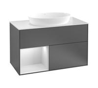 Villeroy & Boch V&B Meuble sous lavabo Finion 100, blanc mat, rangement simple, gris mat laqué, bleu mat laqué Quantité:1