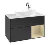 Villeroy & Boch V&B Meuble sous lavabo Finion 100, blanc mat, rangement simple, gris mat laqué, bleu mat laqué Quantité:1