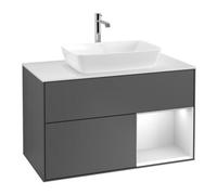 Villeroy & Boch V&B Meuble sous-lavabo Finion 100, blanc mat, tiroir blanc mat Lac, anthracite mat Quantité:1