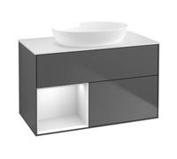 Villeroy & Boch V&B Meuble sous lavabo Finion 100, blanc mat, tiroir blanc mat laqué, anthracite mat Quantité:1