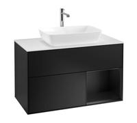 Villeroy & Boch V&B Meuble sous lavabo Finion 100, blanc mat, tiroir bleu mat laqué Quantité:1