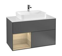 Villeroy & Boch V&B Meuble sous lavabo Finion 100, blanc mat, tiroir gauche, anthracite mat Quantité:1