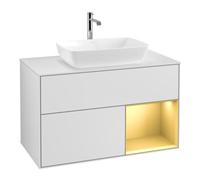 Villeroy & Boch V&B Meuble sous lavabo Finion 100, blanc mat, tiroir or mat laqué, blanc mat laqué Quantité:1