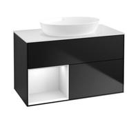 Villeroy & Boch V&B Meuble sous lavabo Finion 100, éclairage mural, blanc mat, tiroir blanc mat, bleu mat Quantité:1