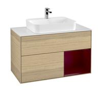 Villeroy & Boch V&B Meuble sous lavabo Finion 100, éclairage mural, plaque d'habillage blanc, tiroir à droite Peo, Oa ven Quantité:1