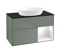 Villeroy & Boch V&B Meuble sous lavabo Finion 100, Pl blanc mat, Tiroir blanc laqué, Poignées métal laqué Quantité:1