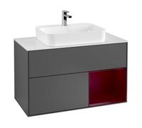Villeroy & Boch V&B Meuble sous-lavabo Finion 100, pl blanc mat, tiroir droite Peo, anthracite mat Quantité:1