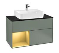 Villeroy & Boch V&B Meuble sous lavabo Finion 100, pl blanc mat, tiroir gauche, poignée métal laqué Quantité:1