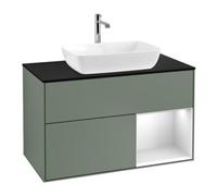 Villeroy & Boch V&B Meuble sous lavabo Finion 100, Pl bleu mat, Étagère blanche mat, Poignées mat lacqué Quantité:1