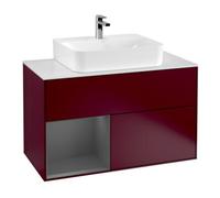 Villeroy & Boch V&B Meuble sous lavabo Finion 100, Pl bleu mat, Étagère gauche anthracite mat, Poignée mat Quantité:1