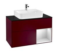 Villeroy & Boch V&B Meuble sous-lavabo Finion 100, Pl bleu mat, Tiroir droit blanc mat Lac, Peo mat Quantité:1