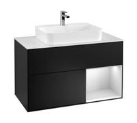 Villeroy & Boch V&B Meuble sous lavabo Finion 100, placage blanc mat, rangement droit blanc mat laqué, bleu mat laqué Quantité:1