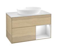 Villeroy & Boch V&B Meuble sous lavabo Finion 100, placage blanc mat, tiroir blanc mat laqué, poignée aluminium Quantité:1