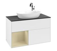 Villeroy & Boch V&B Meuble sous lavabo Finion 100, placage bois moyen, rangement simple, laqué blanc, moyen lacqué Quantité:1