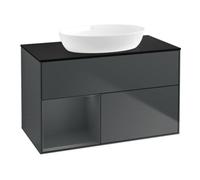 Villeroy & Boch V&B Meuble sous lavabo Finion 100, placage bois, rangement médium laqué, médium bleu laqué Quantité:1