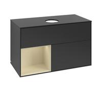 Villeroy & Boch V&B Meuble sous lavabo Finion 100, placage bois, rangement simple, gris mat laqué, bleu mat laqué Quantité:1
