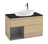 Villeroy & Boch V&B Meuble sous-lavabo Finion 100, plaque blanche mate, rangement anthracite mat laqué, ouverture ven Quantité:1
