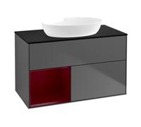 Villeroy & Boch V&B Meuble sous lavabo Finion 100, Plaque bleue, Tiroir Peo en laqué, Anthracite m Quantité:1