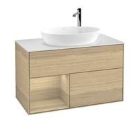 Villeroy & Boch V&B Meuble sous lavabo Finion 100, plaque de fixation blanche, étagère Oa ven, Oa ven Quantité:1