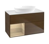 Villeroy & Boch V&B Meuble sous-lavabo Finion 100, plaque de fixation blanche, tiroir Oa ven, wal ven Quantité:1