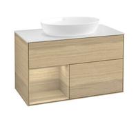 Villeroy & Boch V&B Meuble sous lavabo Finion 100, plaque d'habillage blanc, étagère Oa ven, Oa ven Quantité:1