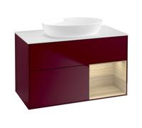 Villeroy & Boch V&B Meuble sous lavabo Finion 100, plaque d'habillage blanc, étagère Oa ven, Peo m Quantité:1
