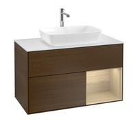 Villeroy & Boch V&B Meuble sous lavabo Finion 100, plaque d'habillage blanc, étagère Oa ven, wal ven Quantité:1