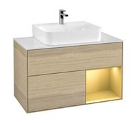 Villeroy & Boch V&B Meuble sous-lavabo Finion 100, plaque d'habillage blanc mat, réglette réglable, ouverture à gauche Quantité:1