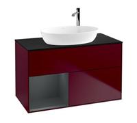 Villeroy & Boch V&B Meuble sous lavabo Finion 100, plaque d'habillage bleue, 1 porte, 1 tiroir, poignée métallique Quantité:1