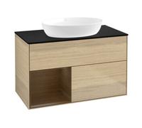 Villeroy & Boch V&B Meuble sous lavabo Finion 100, plaque d'habillage bleue, étagère réglable, ouverture push-to-open Quantité:1