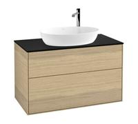 Villeroy & Boch V&B Meuble sous lavabo Finion 100x60,3 cm, plaque d’habillage bleue, placage chêne Quantité:1