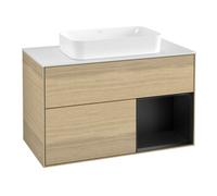 Villeroy & Boch V&B Meuble sous-lavabo Finion 100x60,3 cm, tiroir droite bleu mat, placage Oa Quantité:1